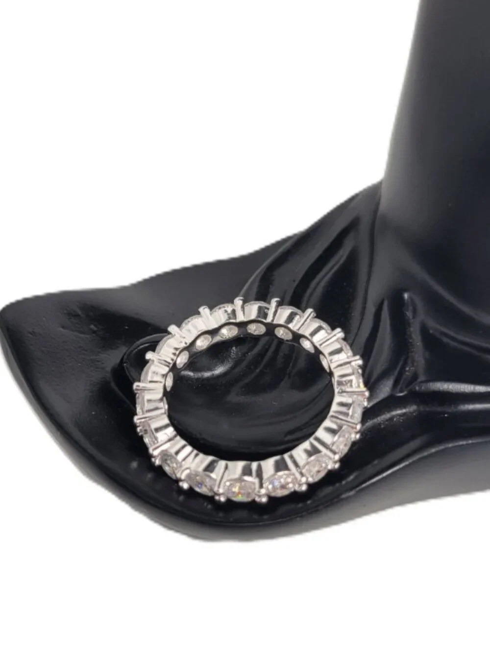 Diamonique Silver Tone Ring Eternity Band Size 9.25